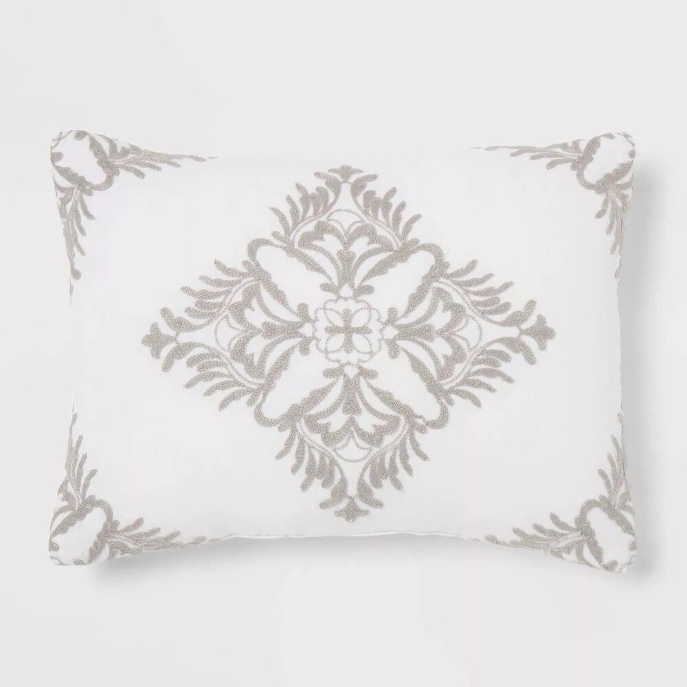 12x16 Decorative Pillow ONLY From Threshold Gray Pinch Pleat Comforter Set